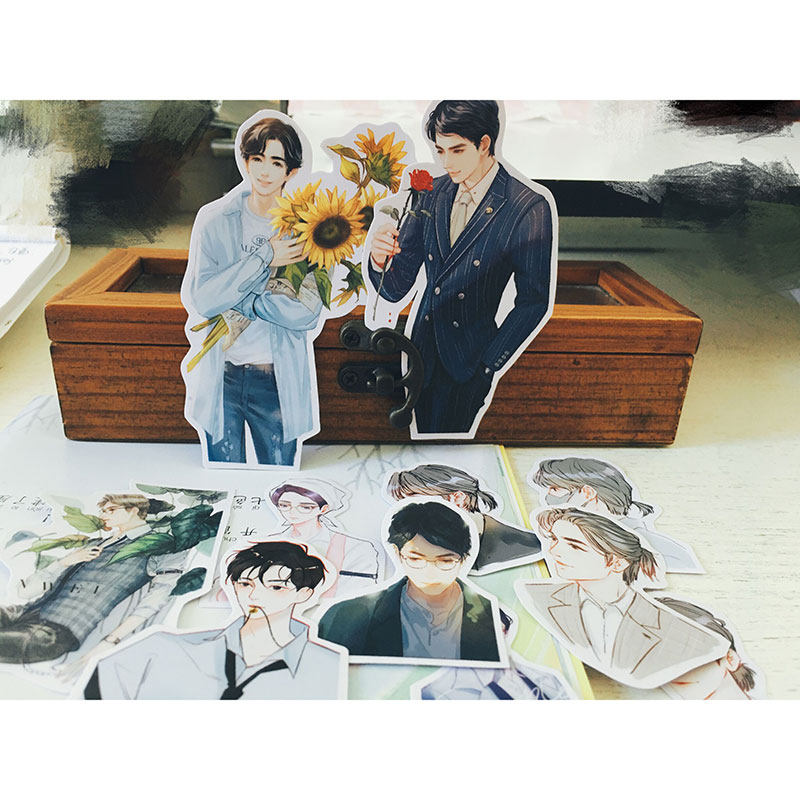 朱一龙手绘贴纸 q版明星小清新插画镇魂居老师手帐同款周边自粘贴