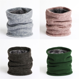 秋冬季男式护脖套针织套头围脖女保暖毛线围巾加绒加厚防风护颈椎