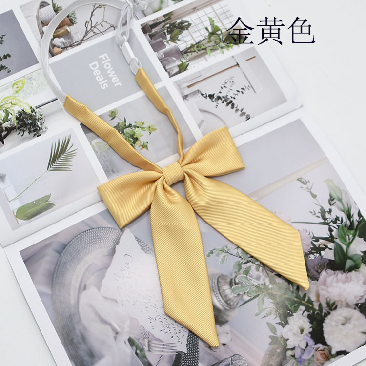 斜纹长柄斜角jk黄色领结纯色领花女学生制服