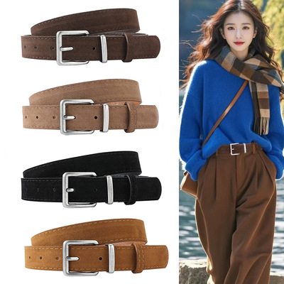 2025新款女款配阔腿裤皮带黑色腰带装饰配牛仔裤带百搭设计感小众