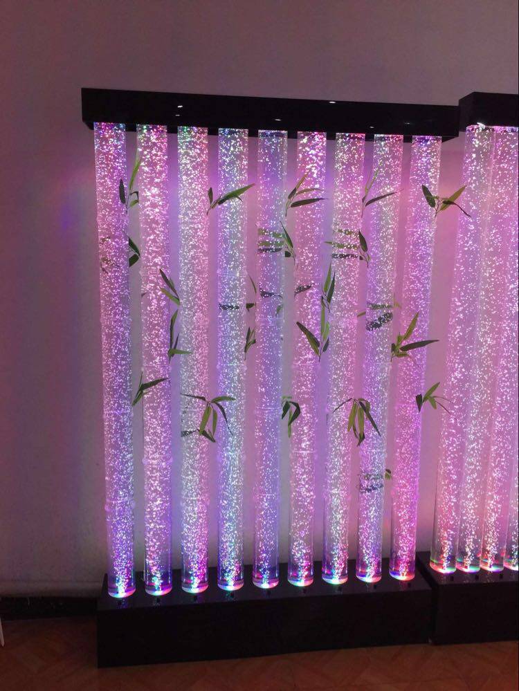 定做新款亚克力水幕墙屏风竹子林气泡墙圆管水柱客厅酒店隔断流水