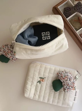 韩系ins条纹口红气垫收纳包简约小巧便携杂物收纳袋可爱甜美袋子