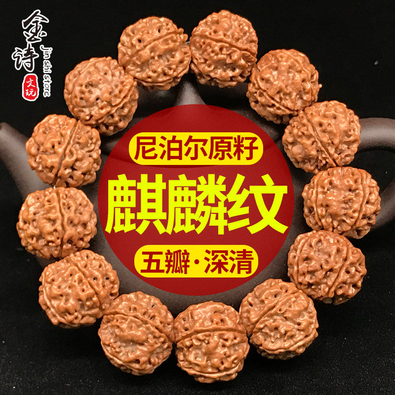 金诗文玩尼泊尔满肉麒麟纹金刚菩提手串大金刚手链