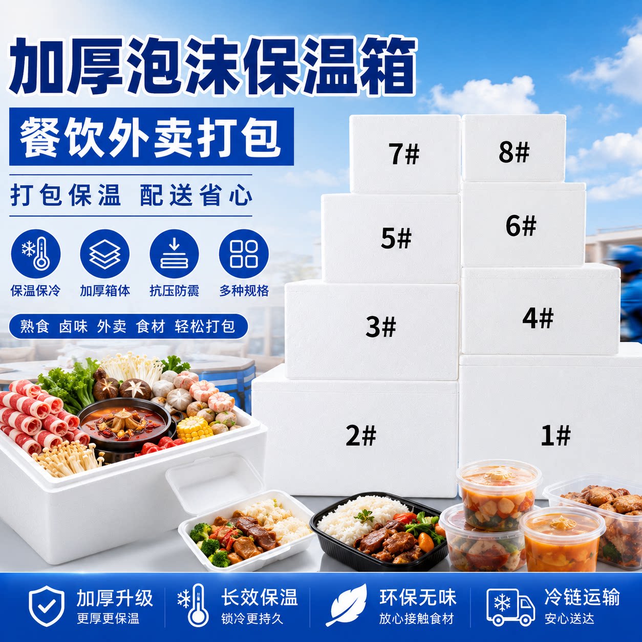 外卖熟食加厚保温配送箱