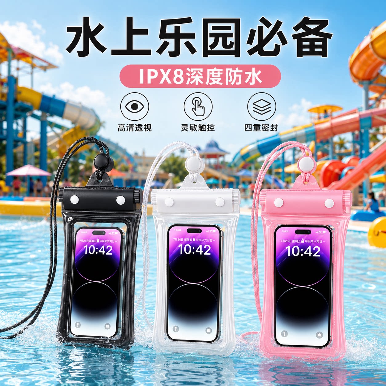 手机防水袋可触屏拍照游泳漂流用