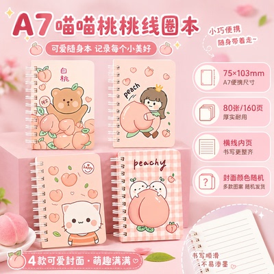 便携A7桃子卡通横线线圈本