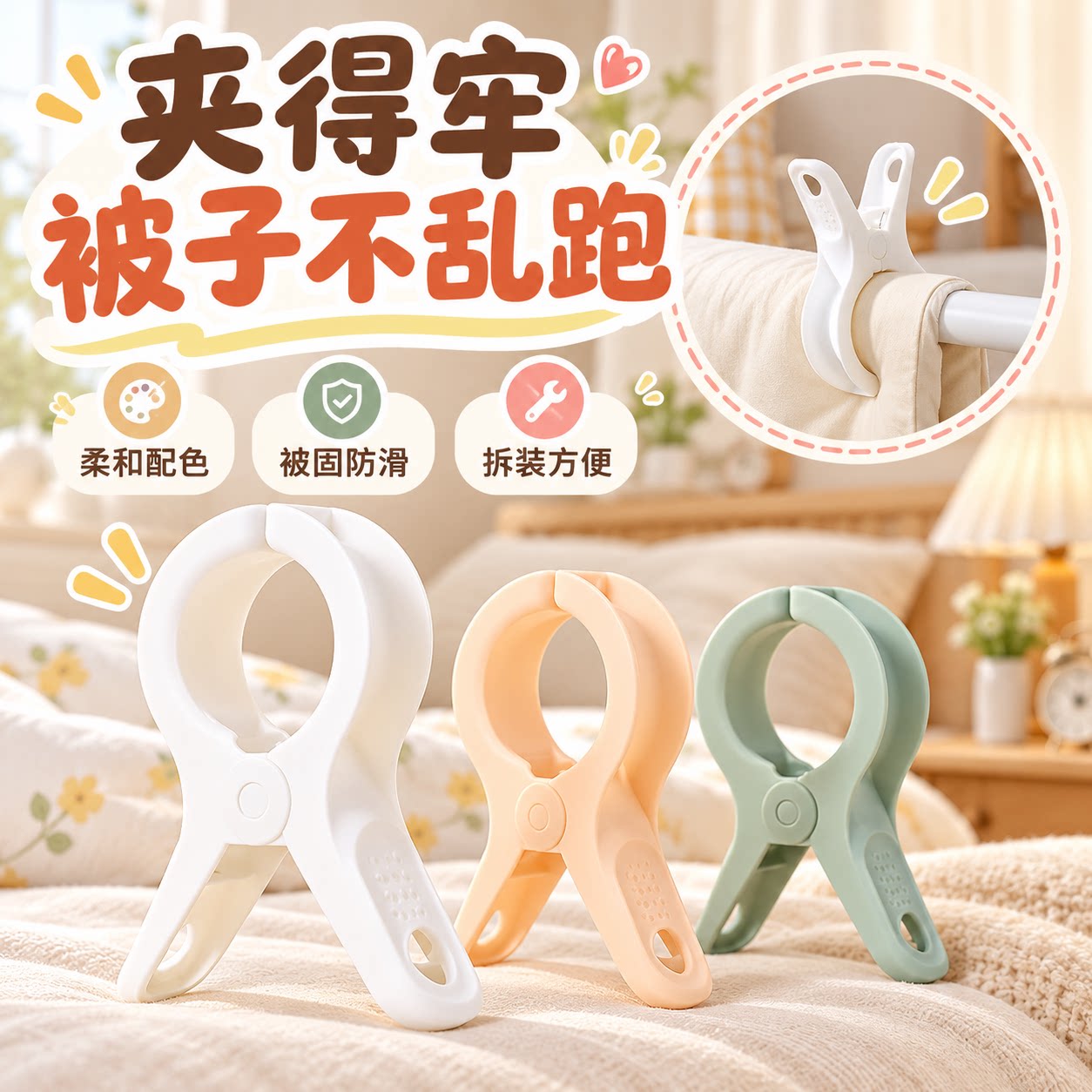 晾晒防风防滑无痕晾晒被夹