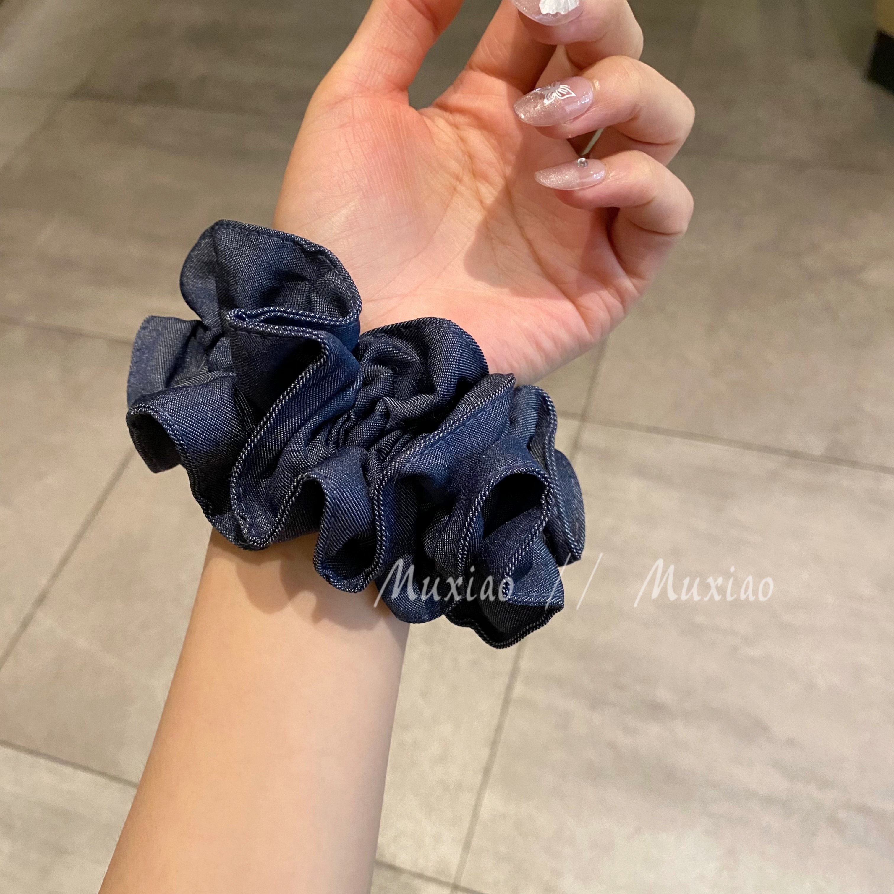 高版本质感韩系深蓝牛仔褶皱大肠发圈头绳发饰头花皮筋发绳头饰女,饰品/流行首饰/时尚饰品新,发饰,淘宝优惠券,粉丝福利购,淘宝优惠卷