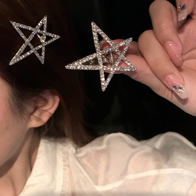 y2k辣妹风星星发夹边夹侧边碎发刘海夹五角星发卡鸭嘴夹子头饰女