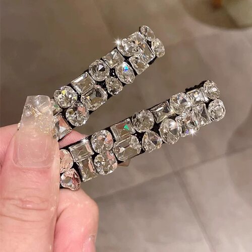 闪亮重工水钻BB夹时尚刘海夹高级感精致前额碎发夹个性小众侧边夹