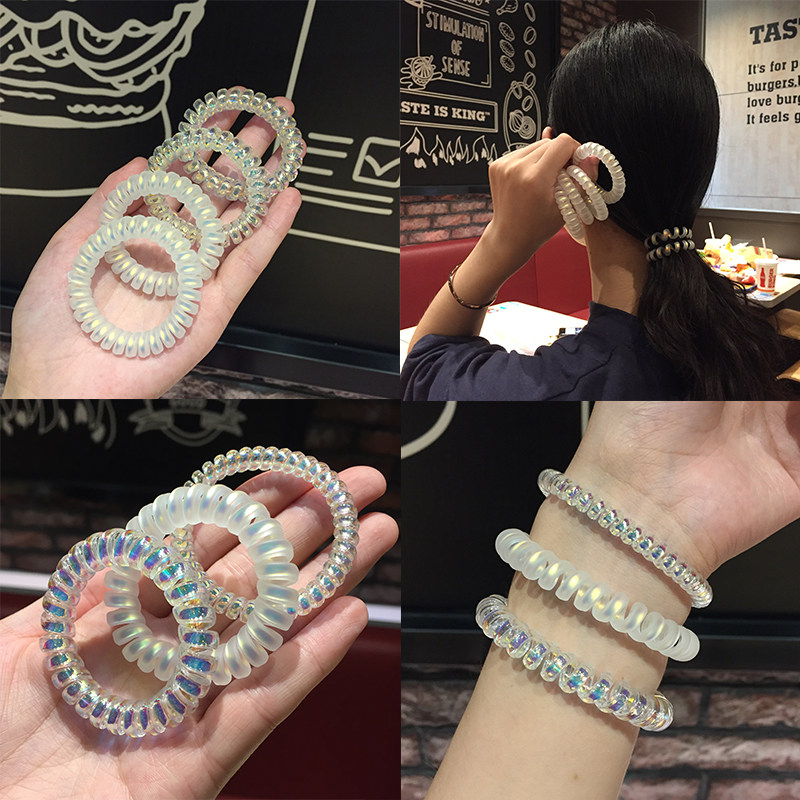 少女心透明镭射人鱼姬电话线发圈