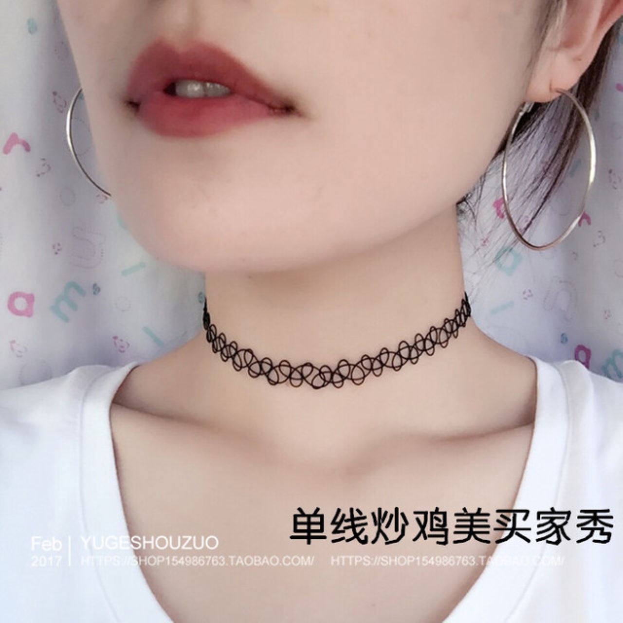韩国时尚明星同款个性项圈女短款项链简约锁骨链双层脖链颈带饰品