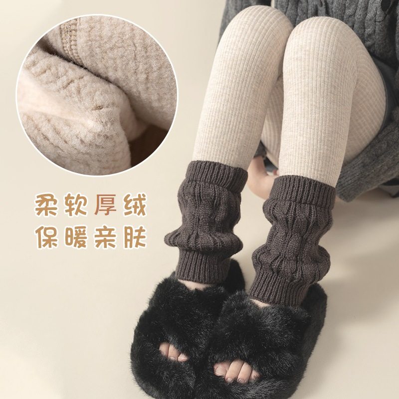 女童打底裤加绒加厚秋冬袜套拼接一体绒保暖韩版堆堆袜儿童连裤袜