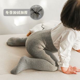 冬季加厚毛圈儿童打底裤a类棉婴儿打底袜外穿保暖纯色女童连裤袜