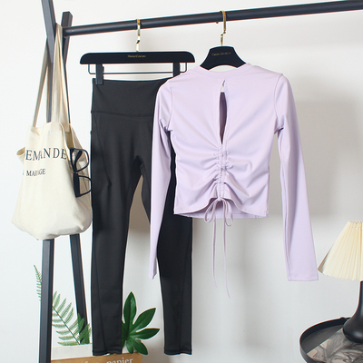 带胸垫瑜伽服套装女气质长袖紧身