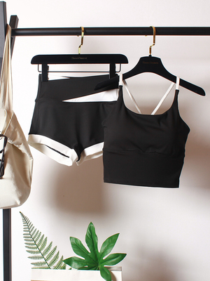 吊带式运动套装瑜伽高腰三分短裤