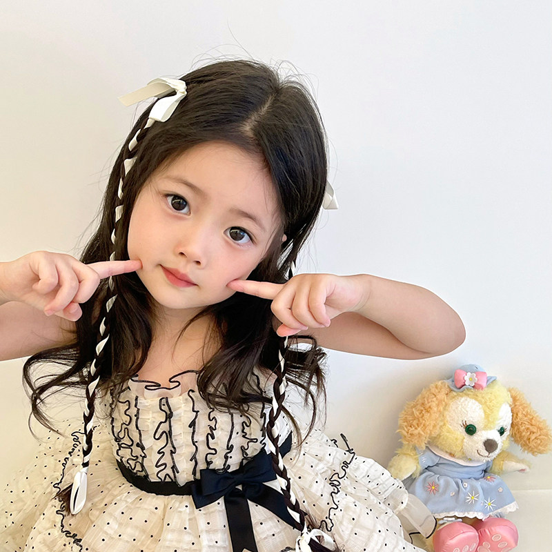 1对装 儿童假发辫发夹甜酷风自然高马尾发卡小女孩拳击辫街舞发饰