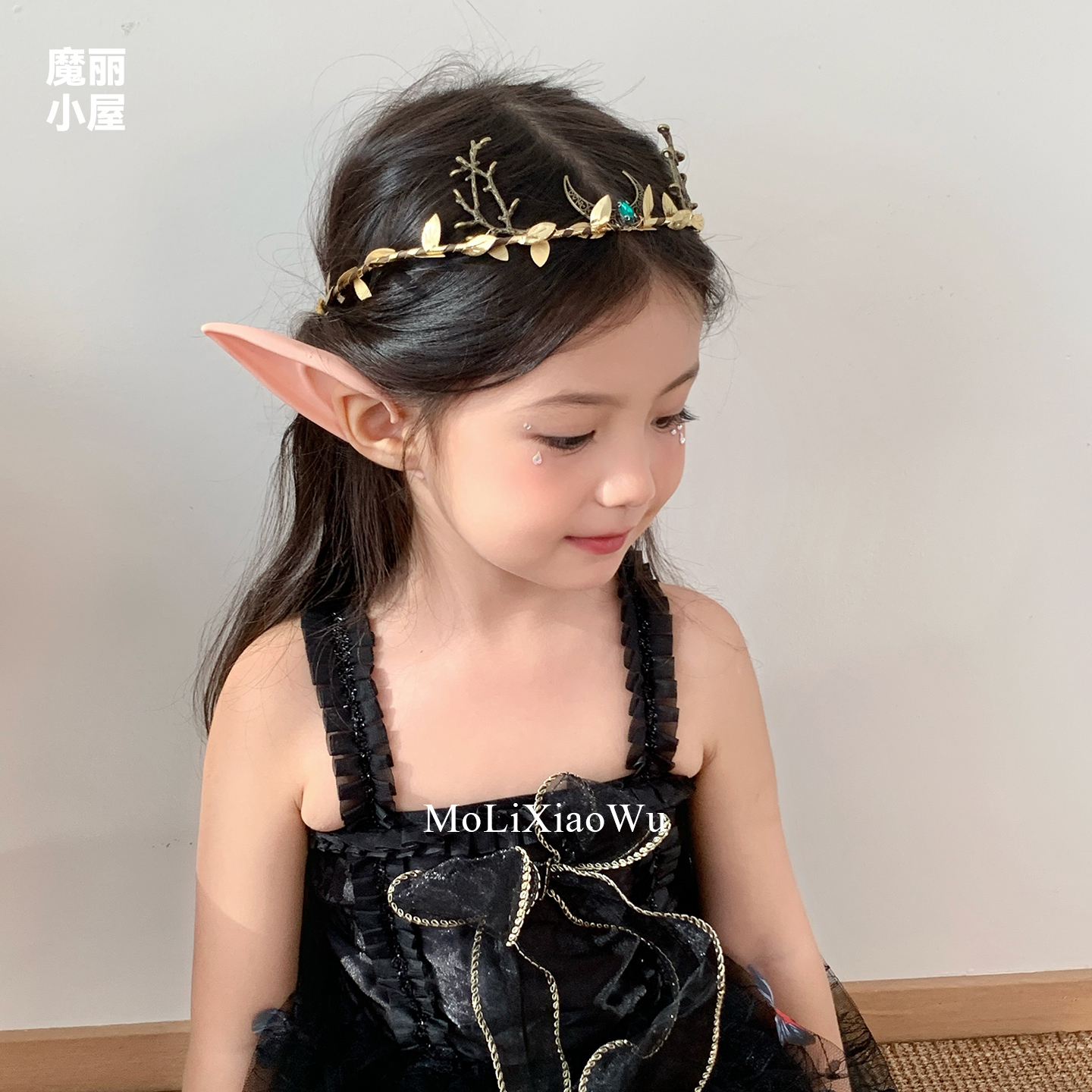 小女孩cos精灵月亮女神花环发箍儿童装扮头饰女童万圣节表演发卡