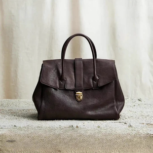 明星同款复古植鞣牛皮手提电脑公文包女真皮大容量山下男跨境裘宝