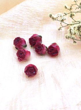 滴胶红色小玫瑰真花耳环耳钉胸针项链饰品配件手工DIY半成品