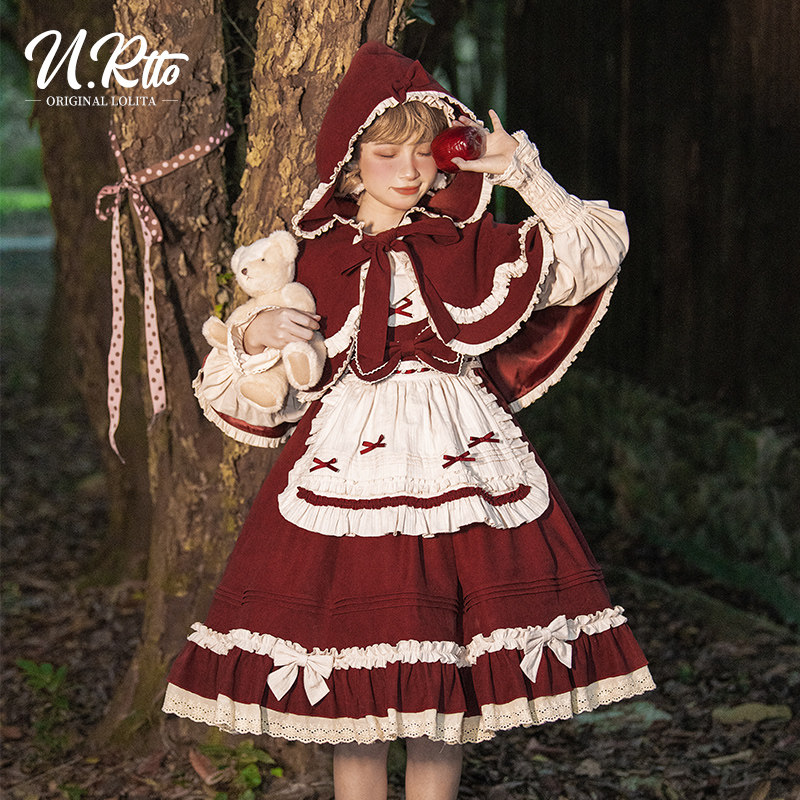urtto童话镇小红帽原创Lolita裙秋冬圣诞新年洛丽塔连衣裙