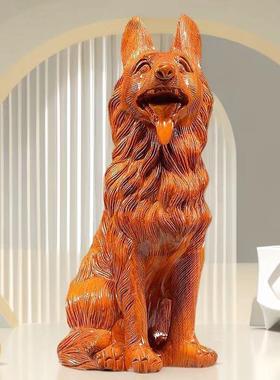 花梨木雕狗摆件大号根雕狼狗十二生肖旺财工艺品实木质家居装饰品
