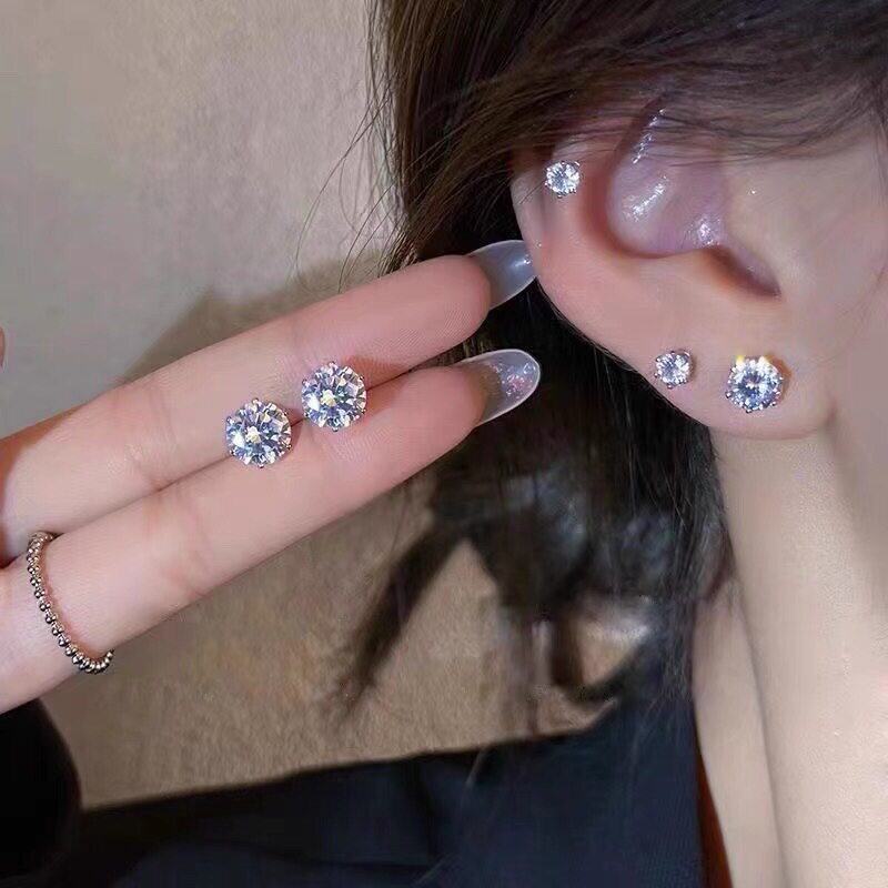 耳钉女养耳洞小耳堵锆石耳环