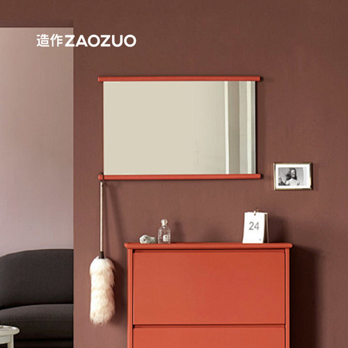 造作小墙镜玄关壁挂网红奶油色