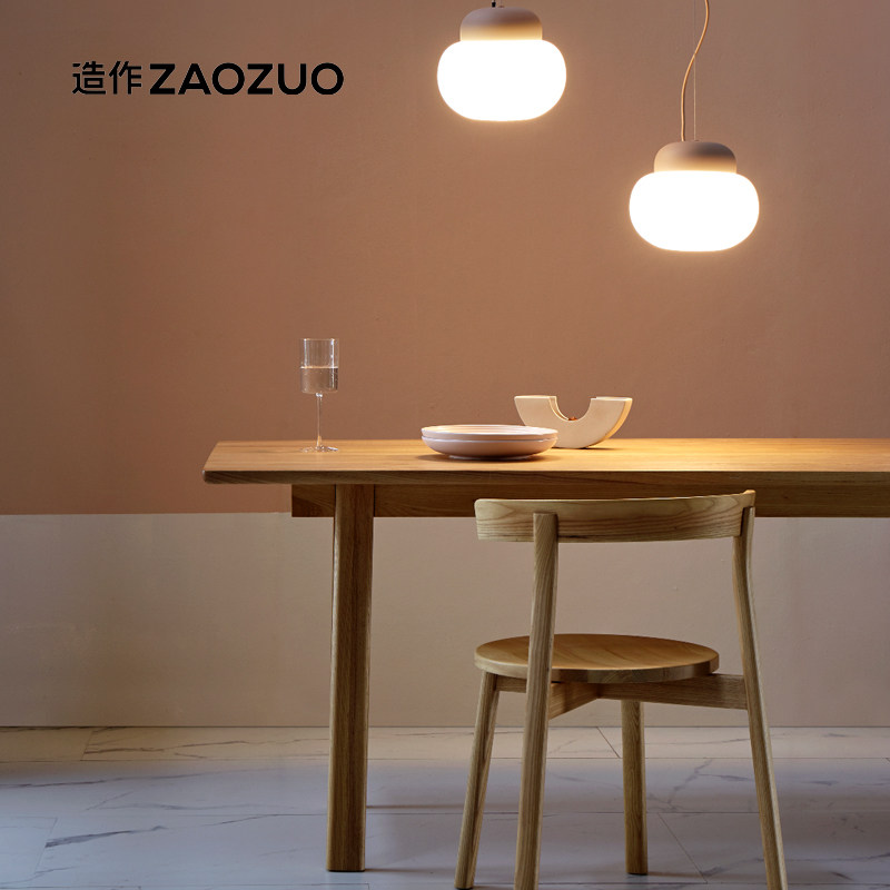 造作 飞鸟实木餐桌书桌1.8米白腊长方形写字桌现代极简日式ZAO