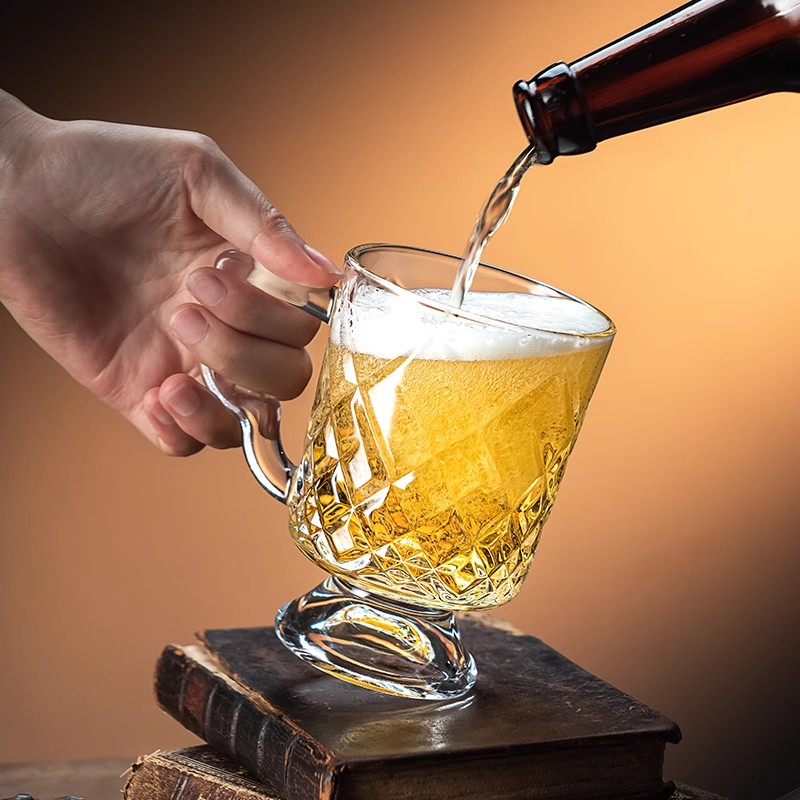 创意啤酒杯大容量轻奢高档精酿杯子家用网红玻璃扎啤套装个人专用