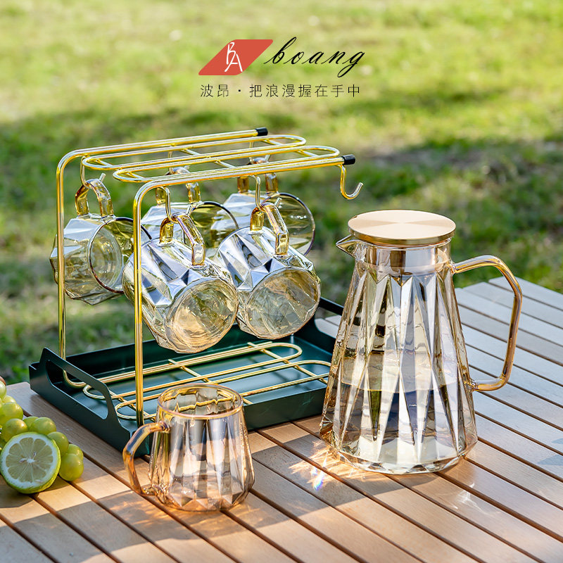 轻奢风玻璃杯耐热防爆家用喝水杯子创意客厅茶杯套装带把手泡茶杯,餐饮具,玻璃杯,淘宝优惠券,粉丝福利购,淘宝优惠卷