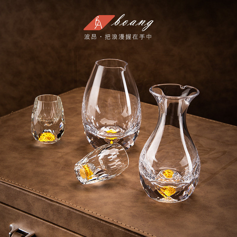 礼盒装水晶c白酒杯套装家用高级感个人专用分酒器高档颜值小一口