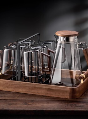 办公室水杯玻璃杯家用耐高温喝水花茶绿茶杯子高颜值客厅泡茶套装