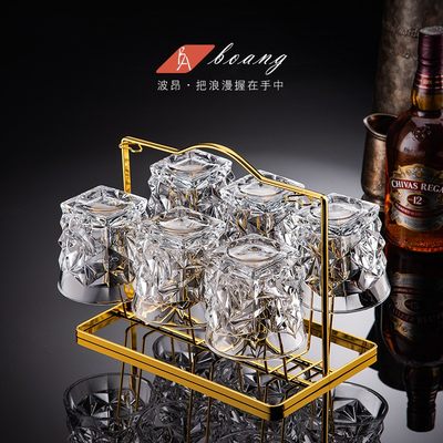 威士忌酒杯套装ins风北欧水晶玻璃杯家用创意酒吧啤酒杯洋酒杯子