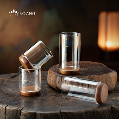 【胡桃木二两水晶杯】白酒杯