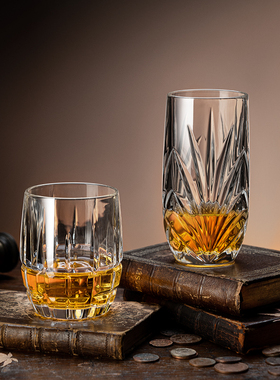 洋酒杯轻奢高档水晶玻璃家用白兰地杯威士忌酒樽套装古典杯子酒吧