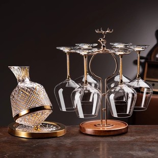 高档轻奢风红酒杯套装 水晶高脚杯子不倒翁旋转醒酒器酒具 家用欧式