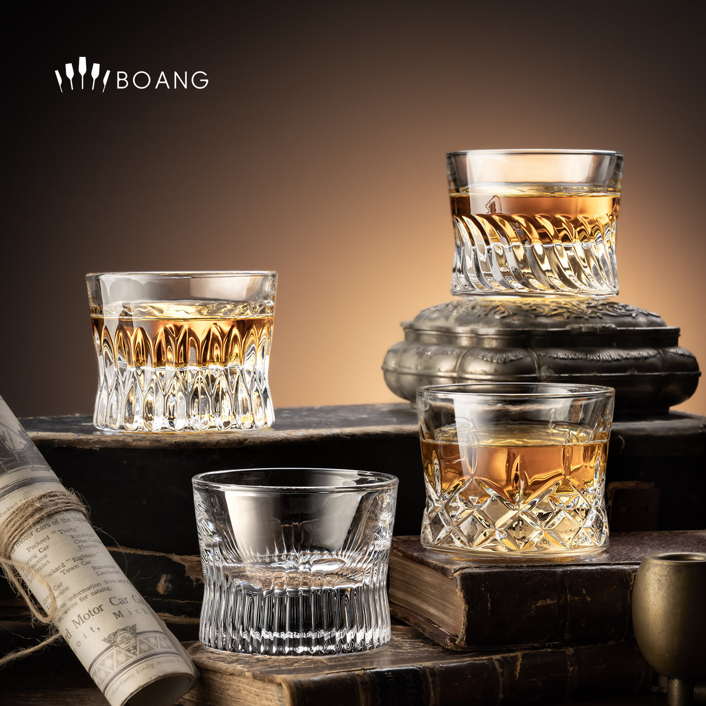 波昂厚底水晶威士忌杯100ml雕花洛克杯一对装家用洋酒杯送礼,餐饮具,洋酒/威士忌杯,淘宝优惠券,粉丝福利购,淘宝优惠卷