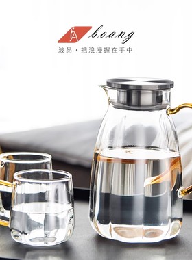高颜值冷水壶玻璃耐高温大容量凉白开水壶水杯透明冷泡凉茶壶扎壶