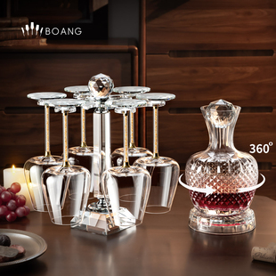 轻奢精致红酒杯套装带醒酒器收纳架水晶高脚葡萄酒杯家用酒具送礼