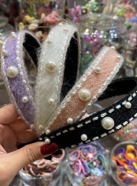 12.25韩国儿童发饰bebeprince针织毛线珍珠点缀发箍