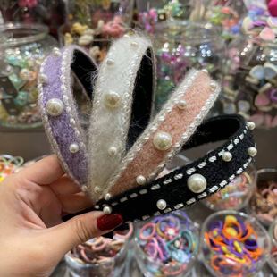 12.25韩国儿童发饰bebeprince针织毛线珍珠点缀发箍