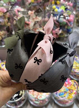 韩国bebeprince儿童秋冬蝴蝶结布艺宽边发箍