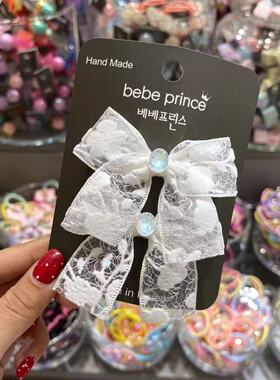 6.15韩国bebeprince儿童发饰镂空花纹蝴蝶结发夹边夹