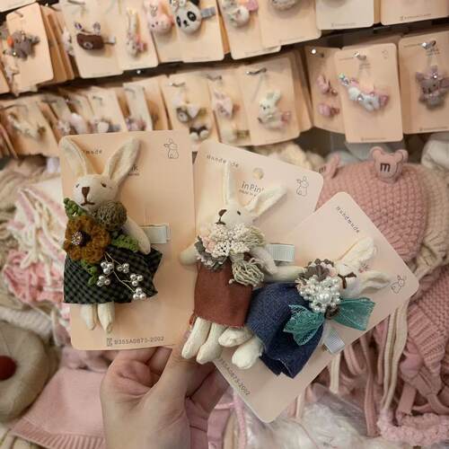 10.12韩国南大门inpink高端儿童发饰手工小兔玩偶发夹边夹合集