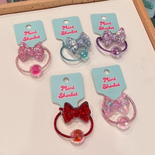 韩国prettyhairpin儿童发饰春夏新款 闪亮草莓花朵皮筋发圈头绳