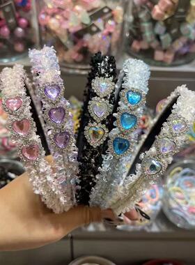 6.1韩国东大门bebeprince儿童发饰新款毛呢彩钻爱心儿童发箍