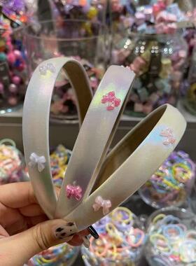 6.1韩国东大门bebeprince儿童发饰新款镭射光泽蝴蝶结儿童发箍