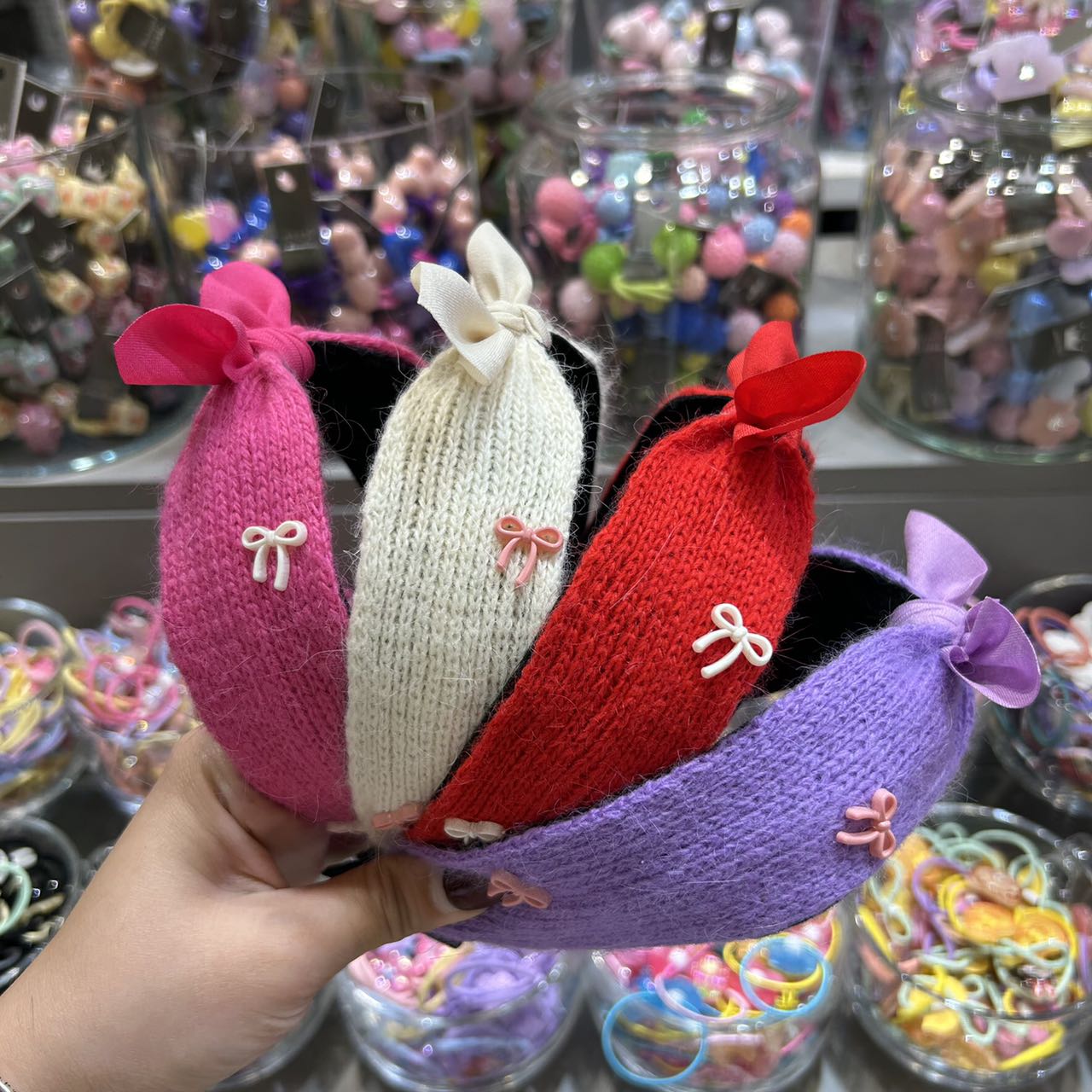 韩国东大门bebeprince儿童发饰纯色针织蝴蝶结兔耳朵宽边发箍