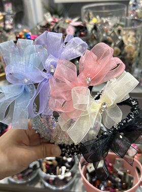 韩国东大门bebeprince儿童小香风闪钻丝带蝴蝶结细发箍